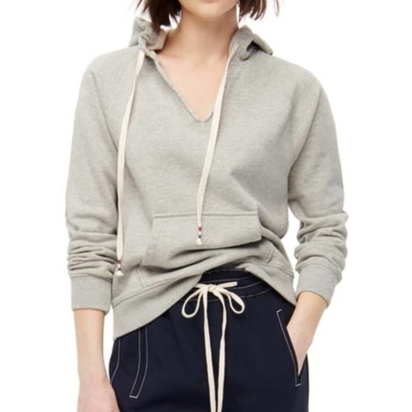NEW J. Crew Garment Dyed V-Neck Hoodie Sweatshirt - Picture 1 of 13